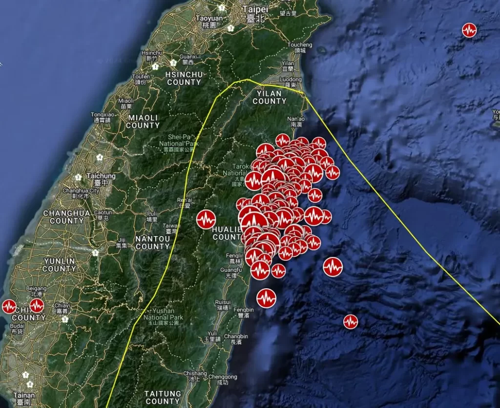 taiwan earthquakes april 2 - 22 2024 usgs