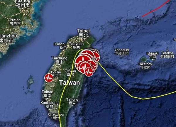 taiwan m7.4 earthquake april 3 2024 location map