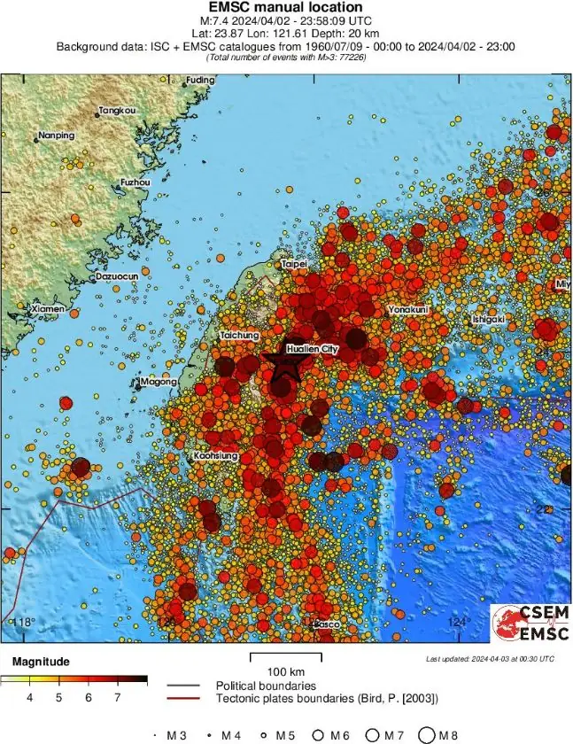 taiwan m7.4 earthquake april 3 2024 usgs emsc rs