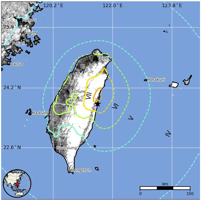 taiwan m7.4 earthquake april 3 2024 usgs epe