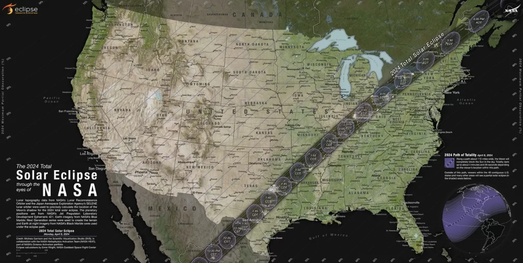 total solar eclipse of april 8 2024 nasa path of totality