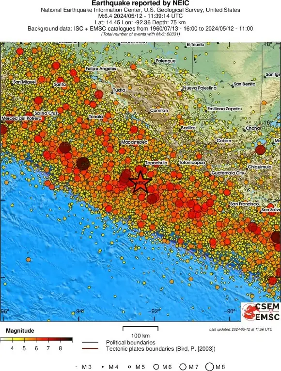chiapas mexico m6.4 earthquake may 12 2024 esmc regional seismicity