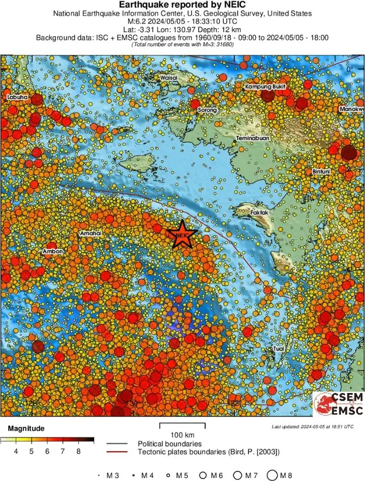 earthquake seram indonesia m6.2 may 5 2024 emsc regional seismicity