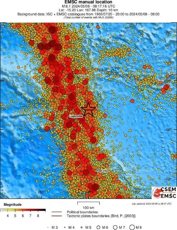 m6.1 earthquake vanuatu may 8 2024 usgs regional seismicity