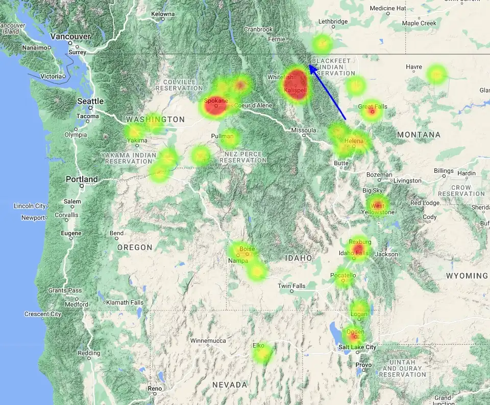 montana fireball may 21 2024 heatmap