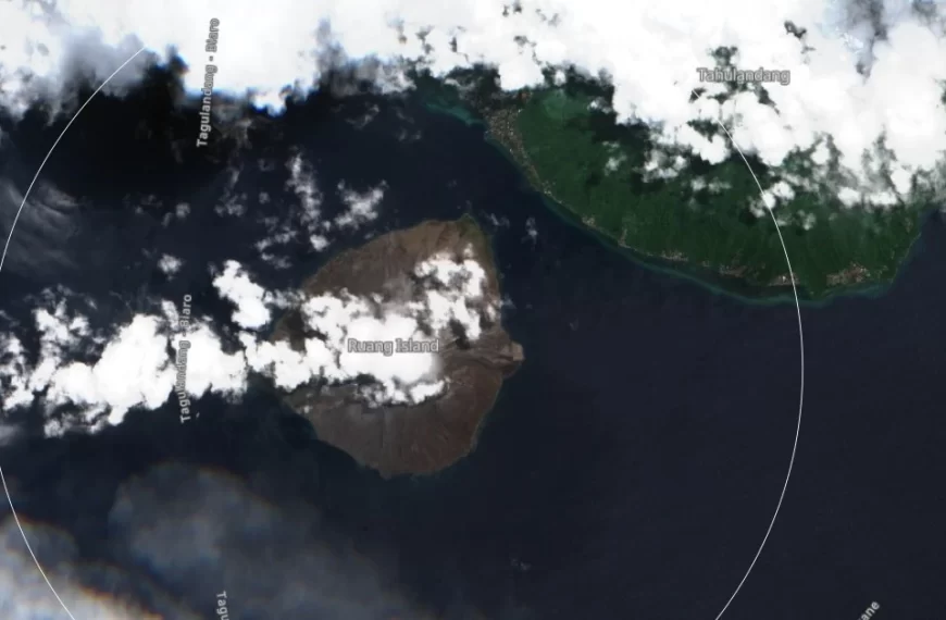 ruang volcano satellite image april 27 2024 7km radius marked f
