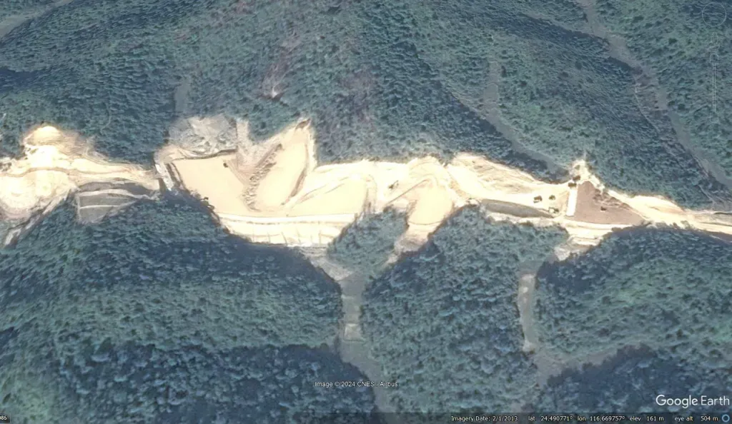 satellite image taken in february 2013 - guangdong, meizhou-dabu expressway - ref may 1 2024 highway collapse event