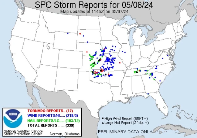 spc storm reports tornadoes may 6 2024
