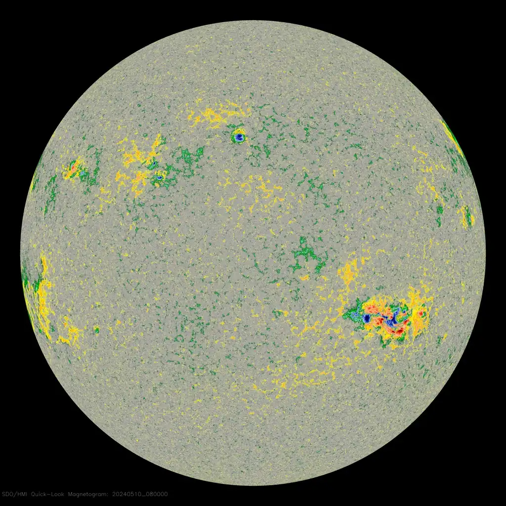 sunspots on may 10 2024 hmi colorized
