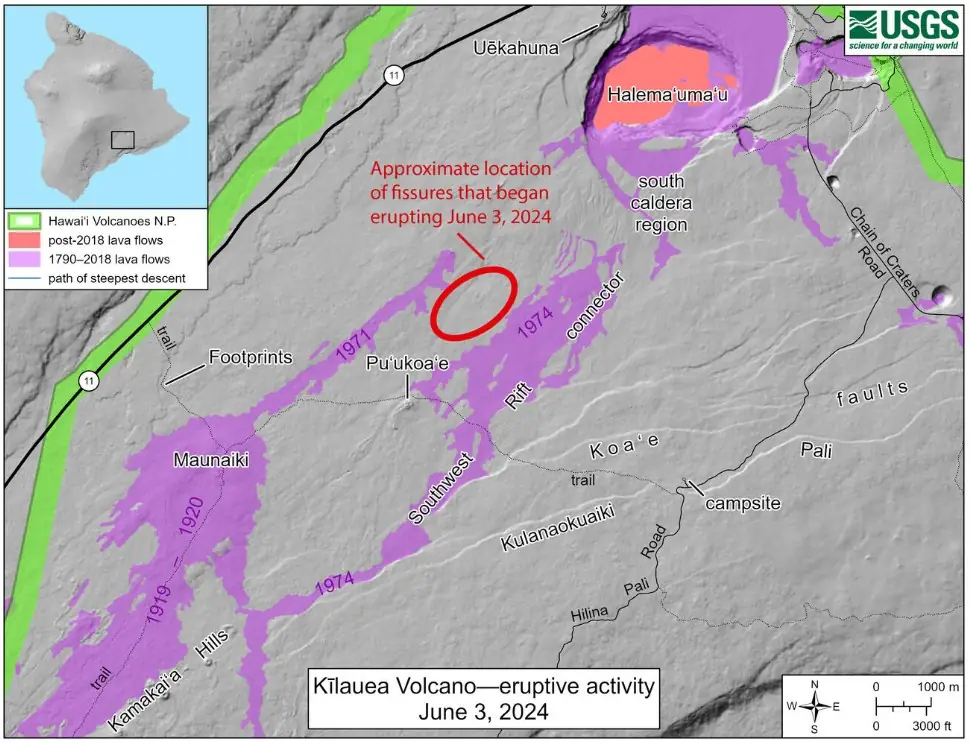 fissure vents map kilauea june 3 2024