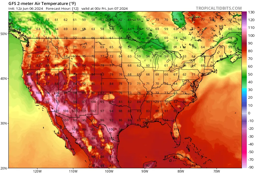 gfs_T2m_us_1 -- 00z june 7 2024