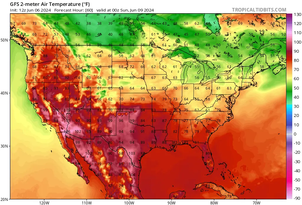 gfs_T2m_us_1 -- 00z june 9 2024