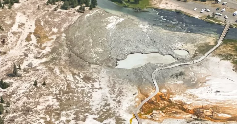 aerial image showing location of hydrothermal explosion in yellowstone on july 23 2024 f
