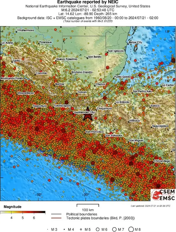 guatemala m6.2 earthquake july 21 2024 emsc regional seismicity