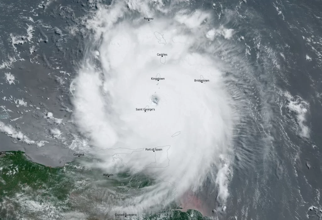 hurricane beryl 1450 utc july 1 2024 carriacou island landfall