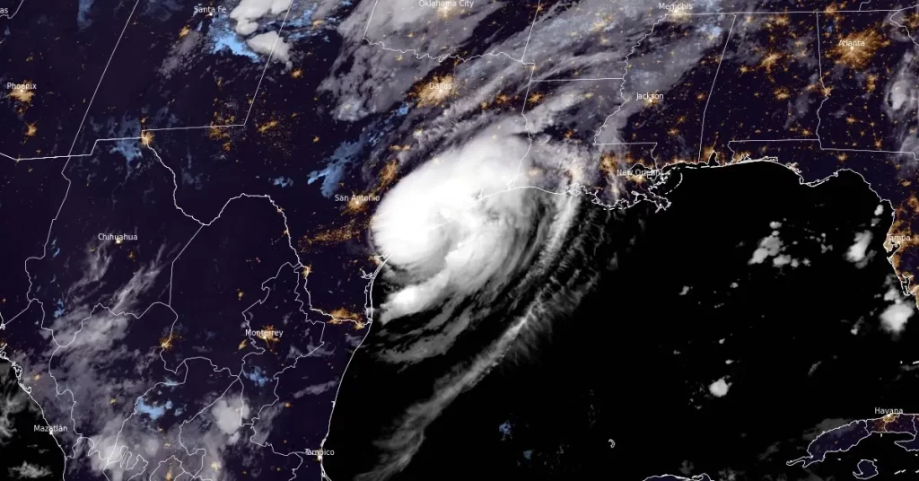 hurricane beryl landfall 0900 utc on july 8 2024 goes-east satellite image