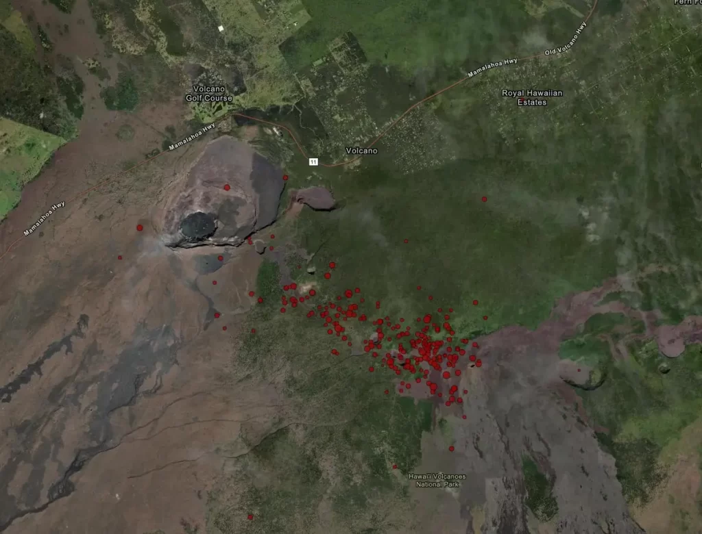 kilauea volcano earthquakes july 23 2024 sam esri bg
