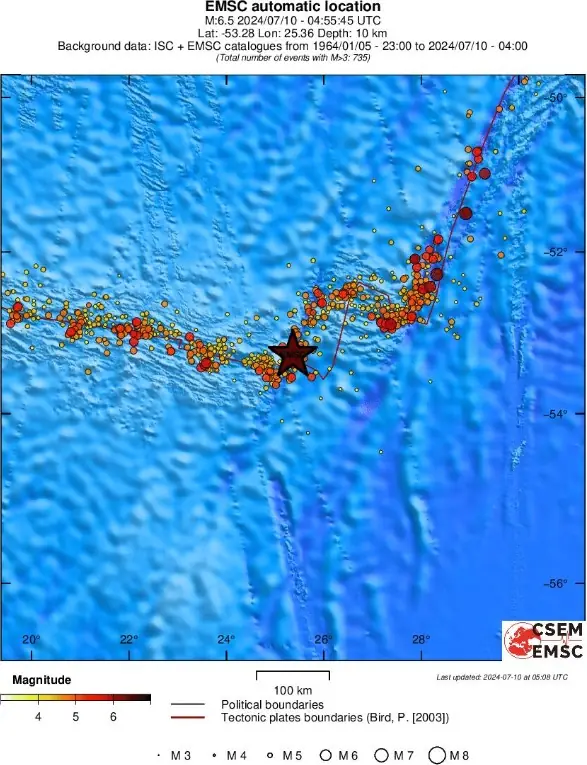 m6.7 earthquake south of africa july 10 2024 regional seismicity