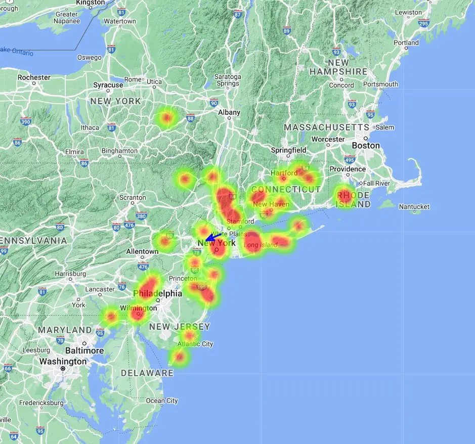 new york city fireball heatmap and trajectory july 16 2024