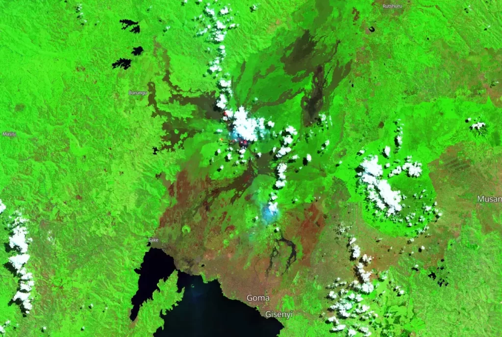 nyamulagira volcano satellite image august 4 2024 watchers swir