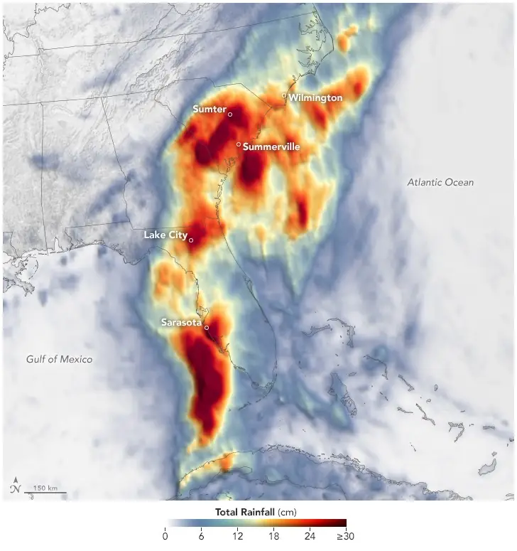 tc debby rainfall accumulation august 3 to 7 2024