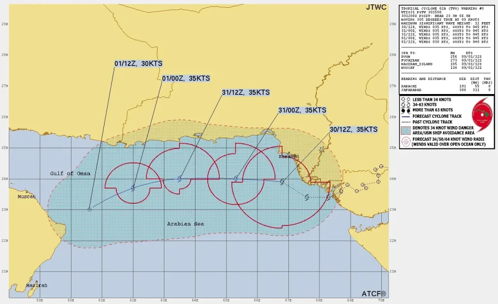 tc o2a jtwc forecast track 1500 utc on august 30 2024