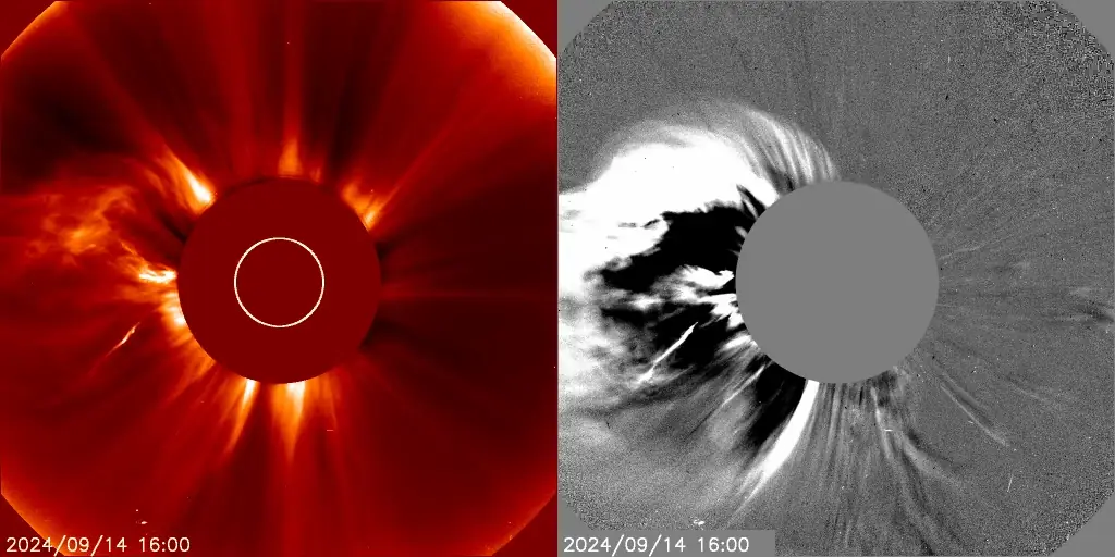 CME produced by X4.5 solar flare on September 14 2024 lasco c2 combo