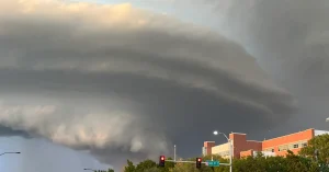 Image of storm near an NWS building