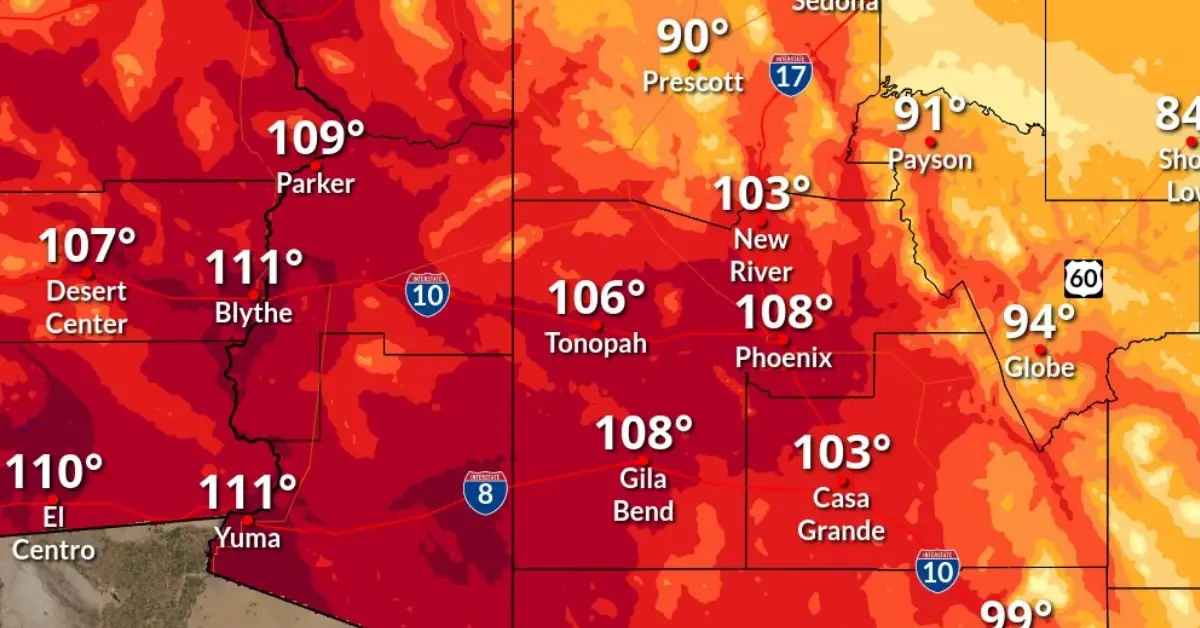 Phoenix sets a new heat record with 37.8 °C (100 °F) for 100 days, Arizona