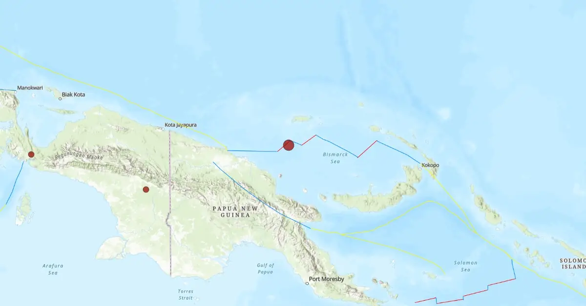 bismarck sea papua new guinea m6.3 earthquake september 11 2024 location map