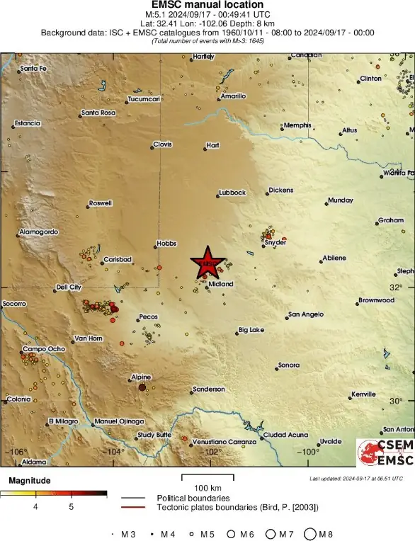 m5.1 texas earthquake september 17 2024 emsc regional seismicity