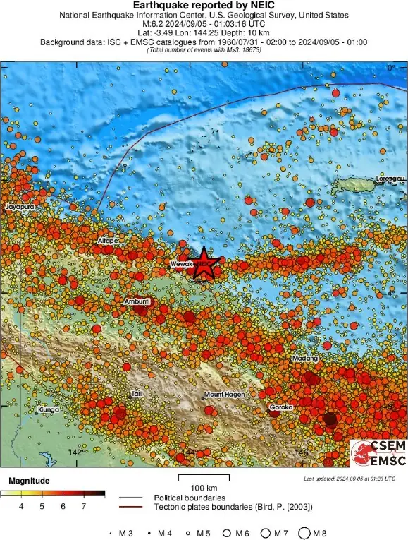 m6.2 earthquake papua new guinea september 5 2024 emsc regional seismicity