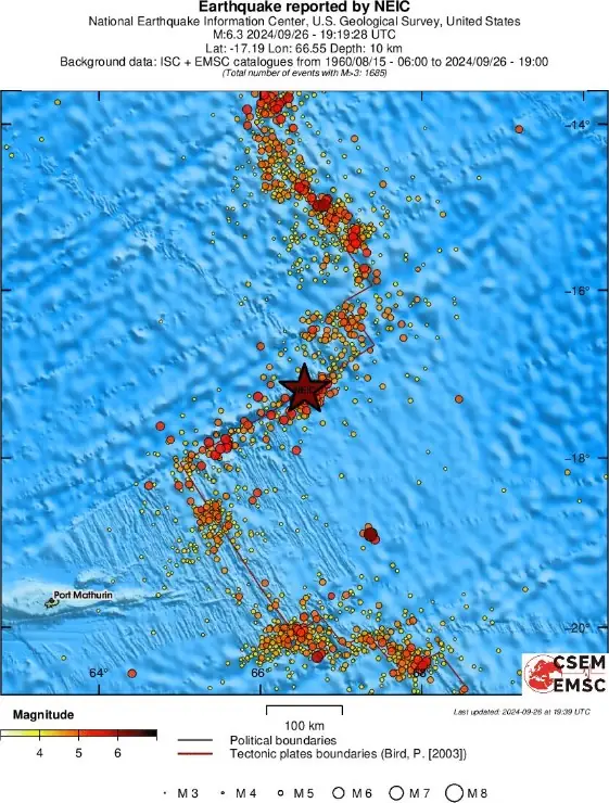 m6.3 earthquake mauritius-reunion region september 26 2024 regional seismicity