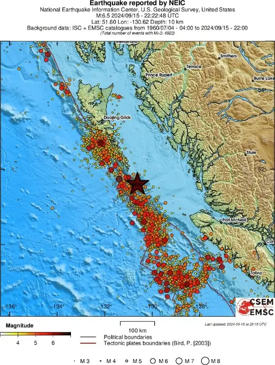 queen charlotte region earthquake m6.5 september 15 2024 emsc rs