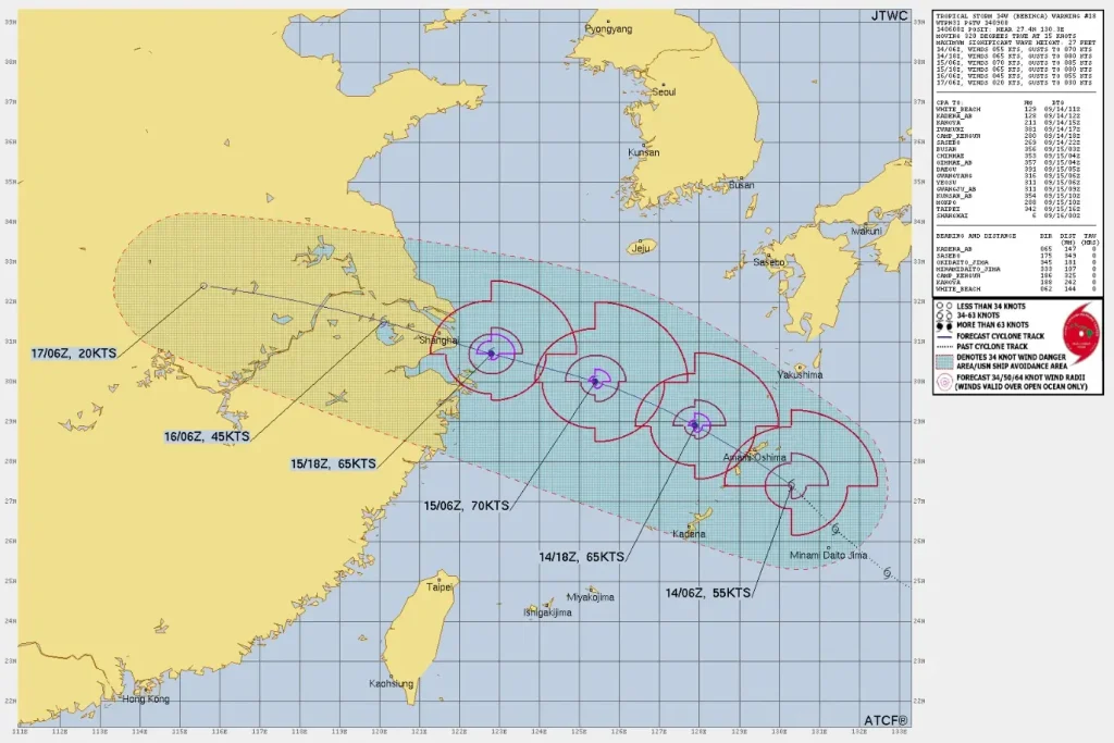 tropical storm bebinca jtwc forecat track at 0900 utc on september 14 2024