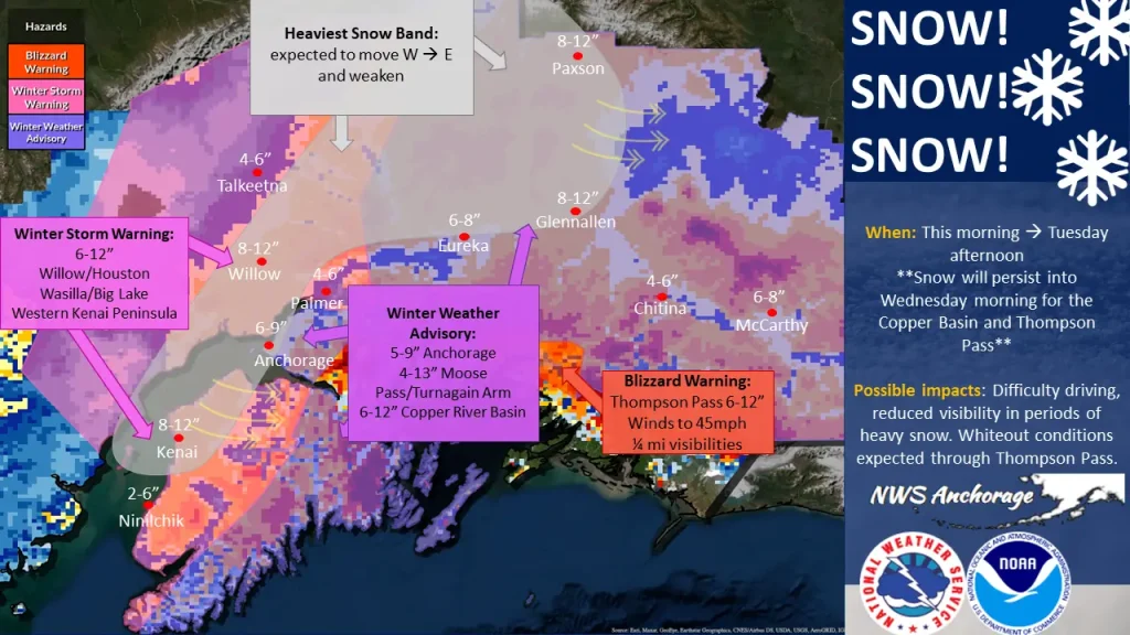 Alaska warnings and advisories winter weather october 2024