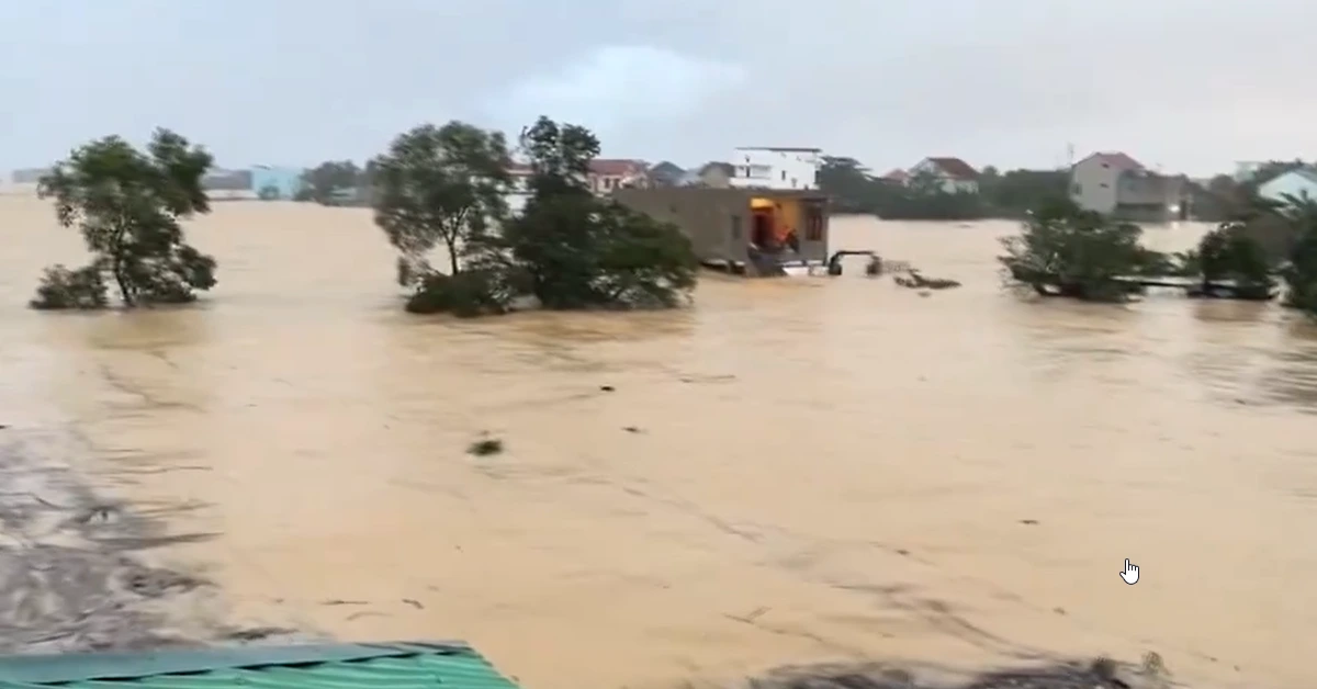 Flood submerged region in the Quang Binh province, Vietnam.
