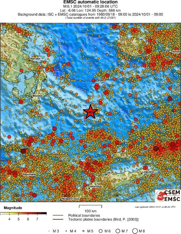 banda sea m6.2 earthquake indonesia october 1 2024 emsc regional seismicity