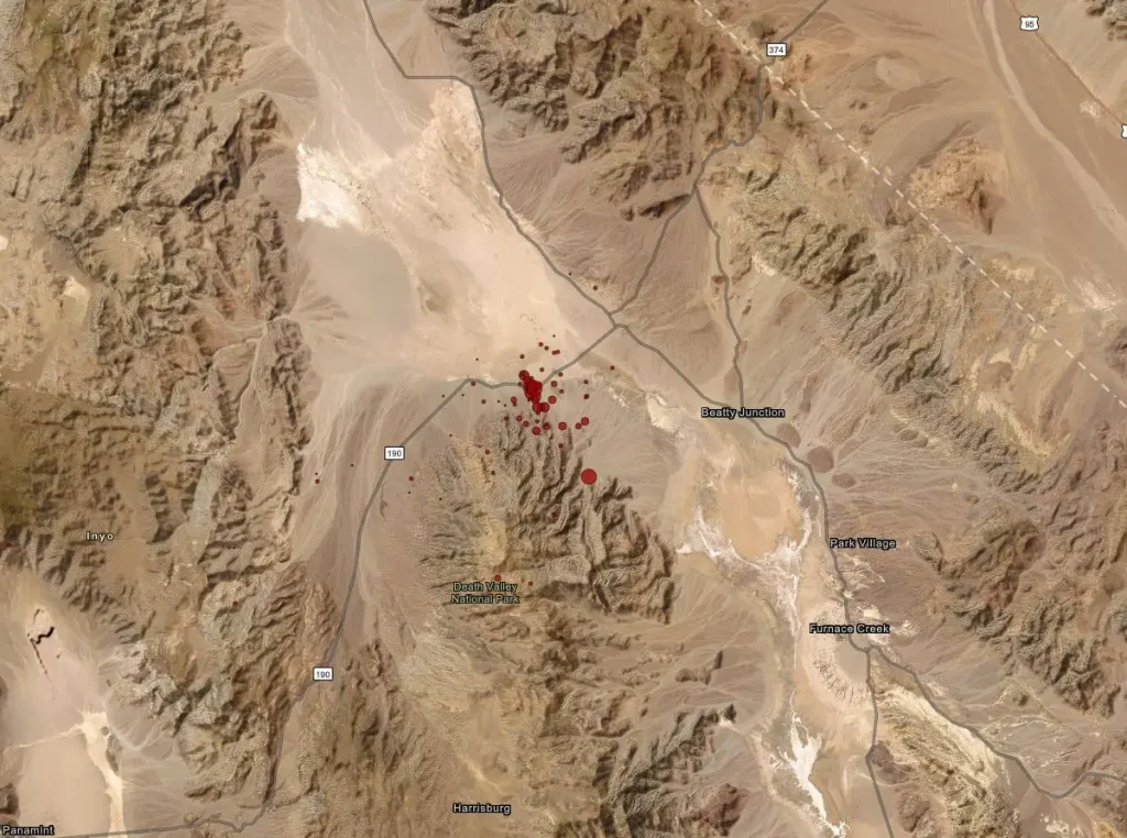 death valley california earthquake swarm 7 days to october 28 2024 bg