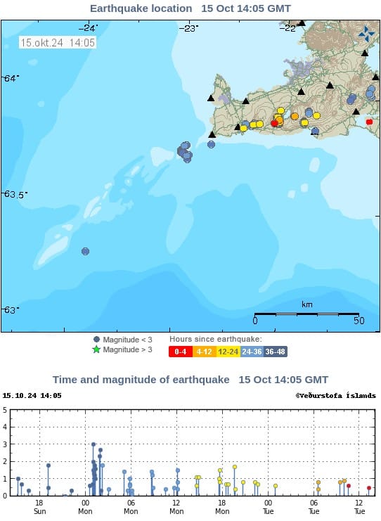 reykjanes ridge earthquakes 48 hours to 1405 utc october 15 2024