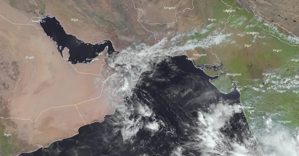 Satellite image of Tropical Depression "Sayyal" on October 15, 2024