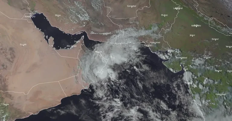 Satellite image of Tropical Depression "Sayyal" at 10:45 UTC on October 16, 2024.