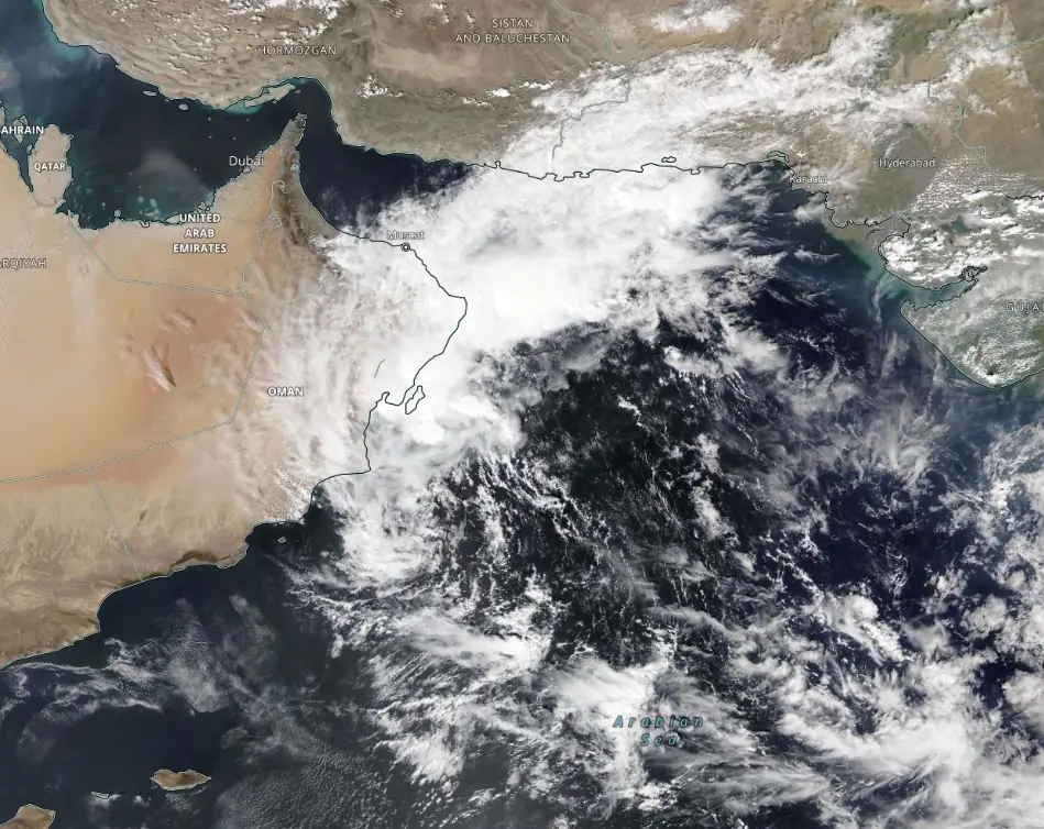 satellite image of tropical despression sayyal noaa-20 viirs october 15 2024