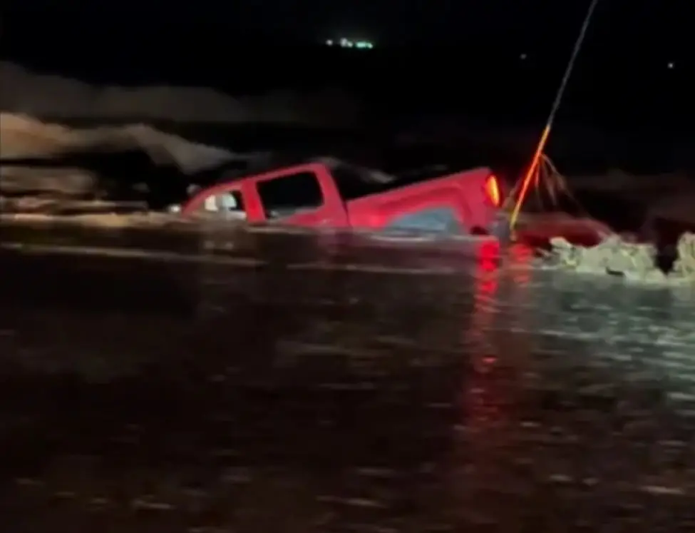 truck submerged in floodwaters in hagerman new mexico october 19 2024 hagerman police department