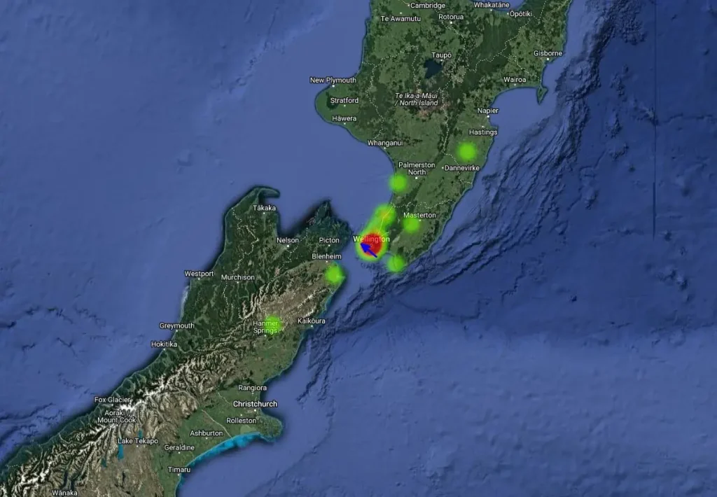 wellington new zealand fireball october 27 2024 trajectory and heatmap