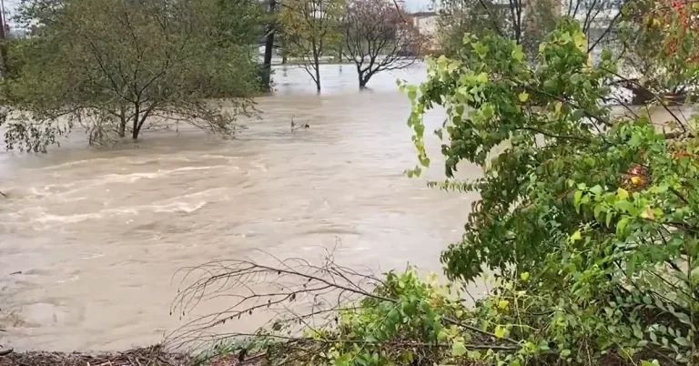 Hanley road near Deer Creek completely submerged after floods struck Saint Louis