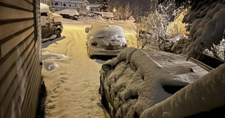 Heavy October snowfall hits Whitehorse, Canada on October 30, 2024