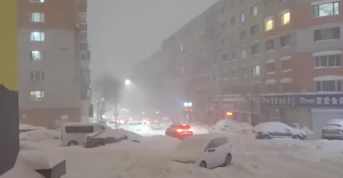 Heilongjiang Hegang covered in snow after the heaviest snowstorm of the year