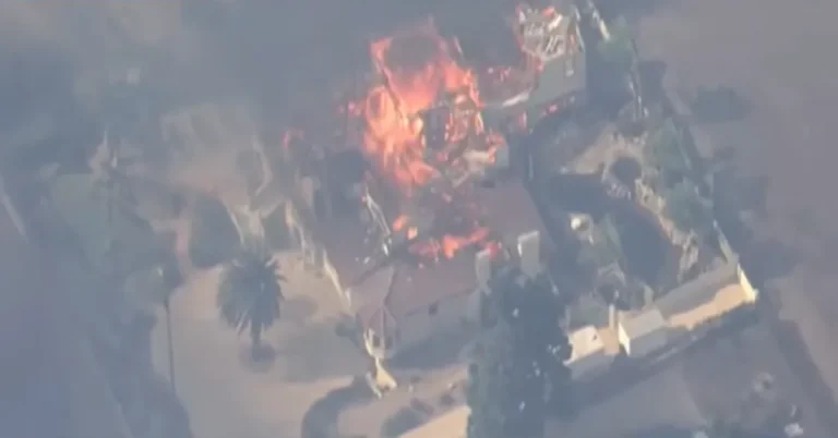 Homes being burned by the Mountain Fire near Moorpark in Ventura County California
