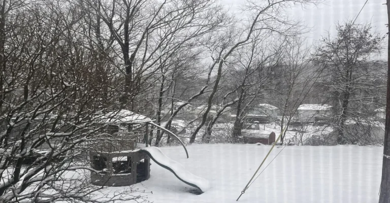 Snow-covered park in Pennsylvania after an early season snow storm